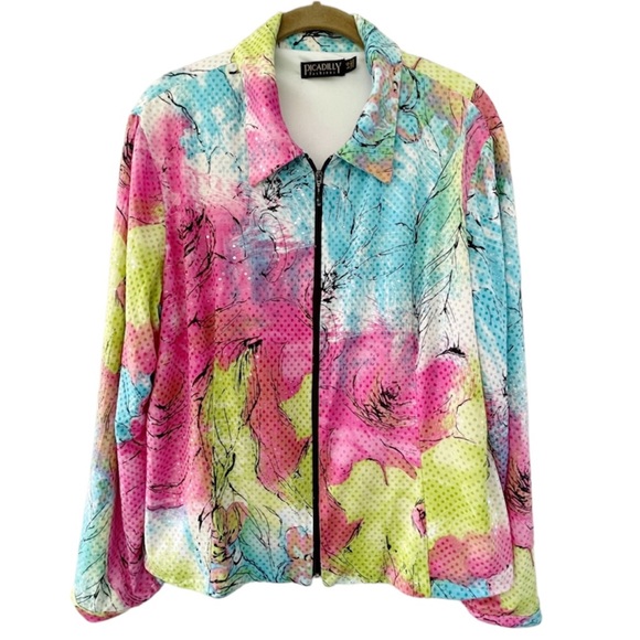 Picadilly Fashions Neon Multicolor Floral Sequin Jacket Size L - Picture 1 of 9